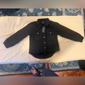 🖤 NWT Little Bipsy Black Shacket Kids Size 5/6 Wool Blend Button Jacket